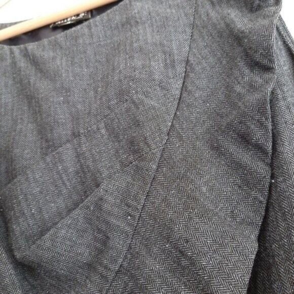 ALLEN B. / Linen & Cotton Blend Herringbone Pattern Dress Navy Blue Sz 10 - Picture 6 of 9